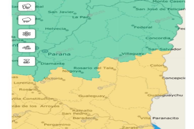 EMITIERON ALERTA AMARILLA POR TORMENTAS PARA ESTE SÁBADO