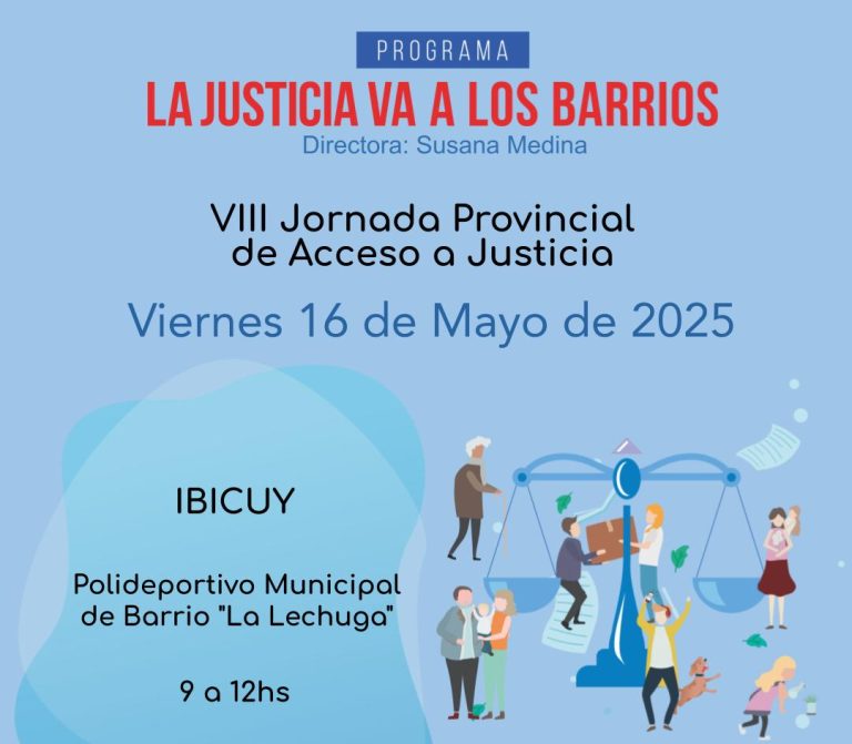 “LA JUSTICIA VA A LOS BARRIOS” SE REALIZARÁ EN IBICUY EL 16 DE MAYO