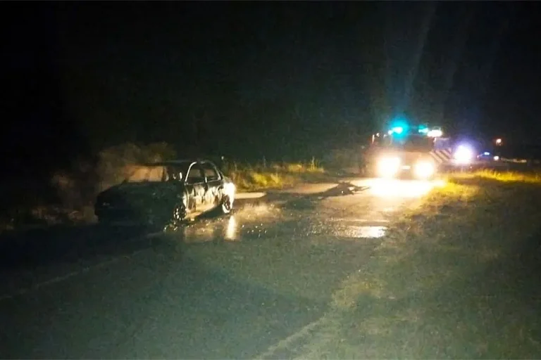 UN AUTO SE INCENDIÓ EN PLENA RUTA A METROS DEL INGRESO A GUALEGUAYCHÚ