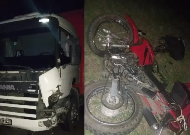 UN MOTOCICLISTA MURIÓ AL CHOCAR DE FRENTE CONTRA UN CAMIÓN EN EL ACCESO A LAS CUEVAS