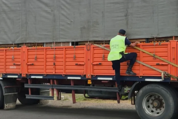 Camion detenido brazo largo