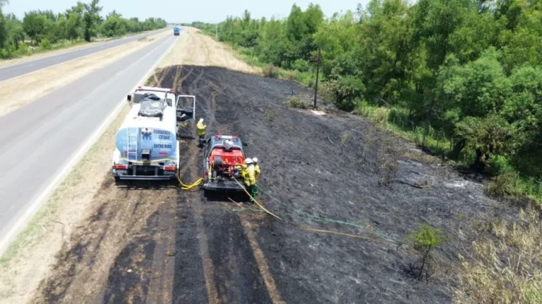 LUEGO DE VARIAS HORAS, CONTROLARON UN INCENDIO EN LA AUTOVÍA 12