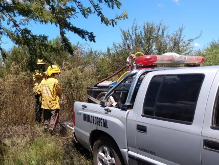 DOS DOTACIONES DE BOMBEROS TRABAJARON EN UN INCENDIO DE PASTIZALES EN ZONA URBANA DE MÉDANOS