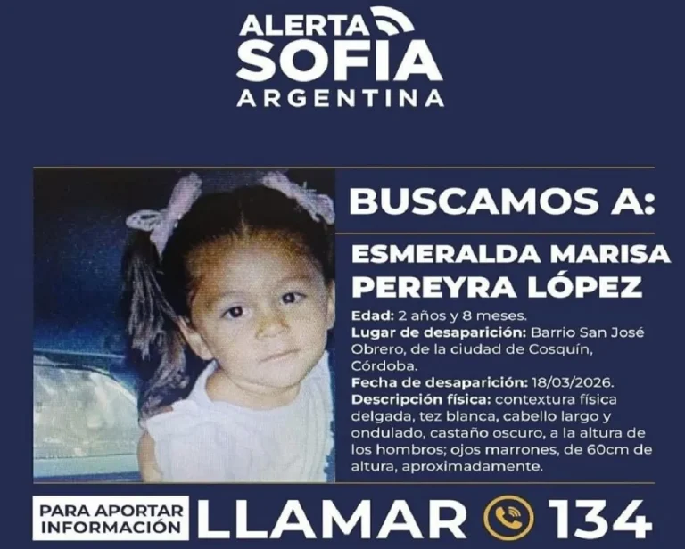 ACTIVARON ALERTA SOFÍA PARA BUSCAR A UNA NIÑA DESAPARECIDA EN COSQUÍN